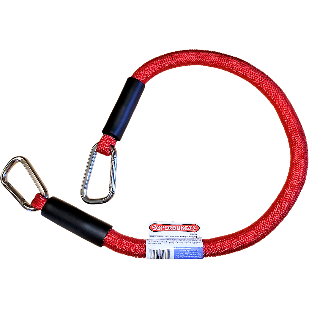 SuperBungee Red 8 in. Marine Cord with 2 Stainless Steel Carabiner Hooks