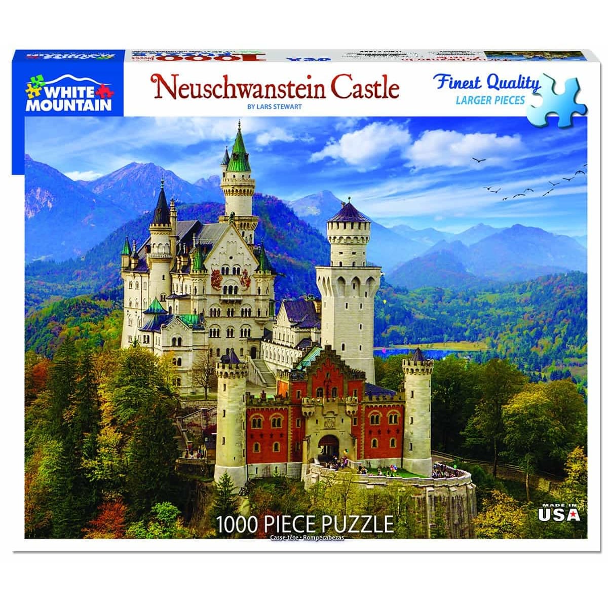 White Mountain jigsaw puzzle featuring Neuschwanstein Castle scenic view for puzzles and toys & games collections