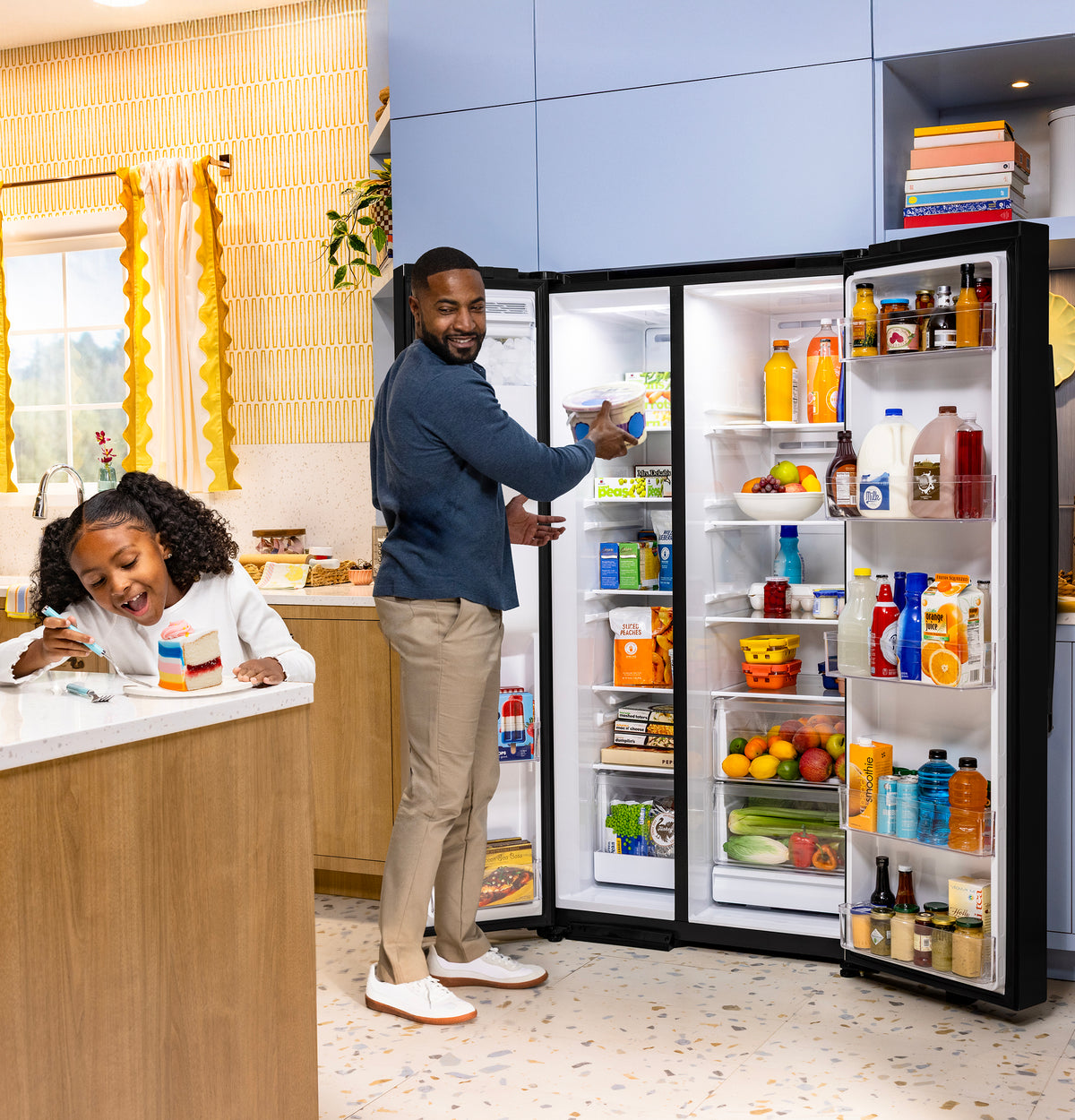 GE® ENERGY STAR® 23.6 Cu. Ft. Counter-Depth Side-By-Side Refrigerator with Extra Tall Dispenser and In-Door Icemaker