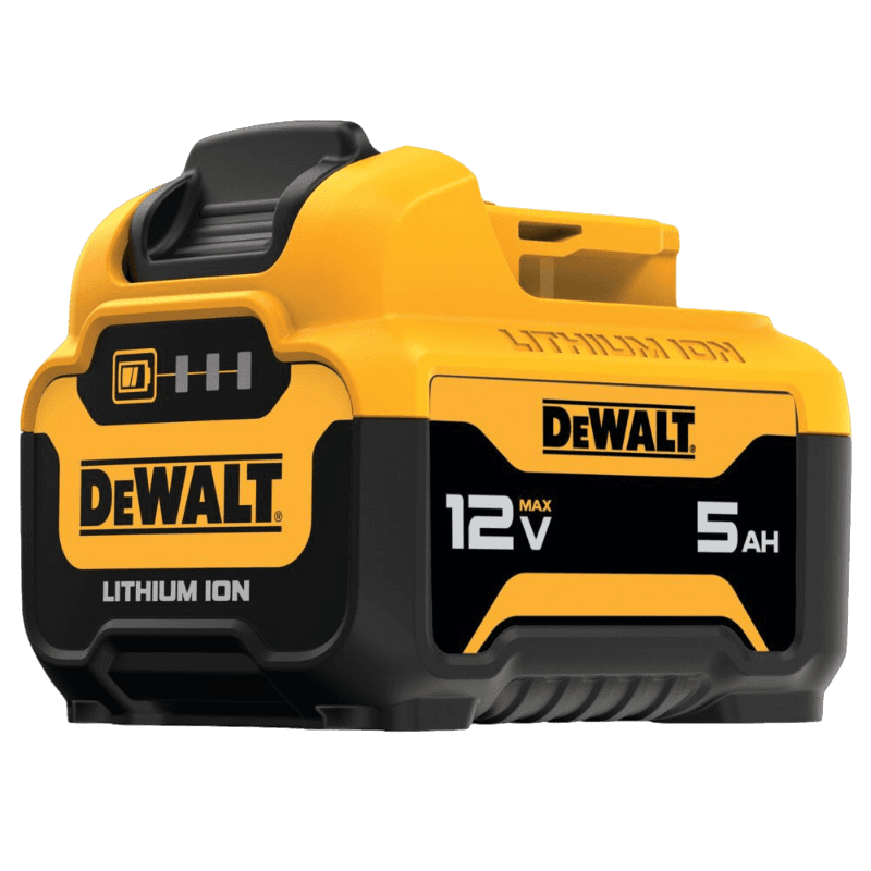 Compact lithium ion 12V battery pack with 5Ah capacity for power tools and home improvement use