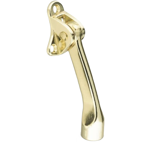 Brass door holder with die-cast zinc body and ribbed rubber foot, ideal for door accessories under $50 home improvement.