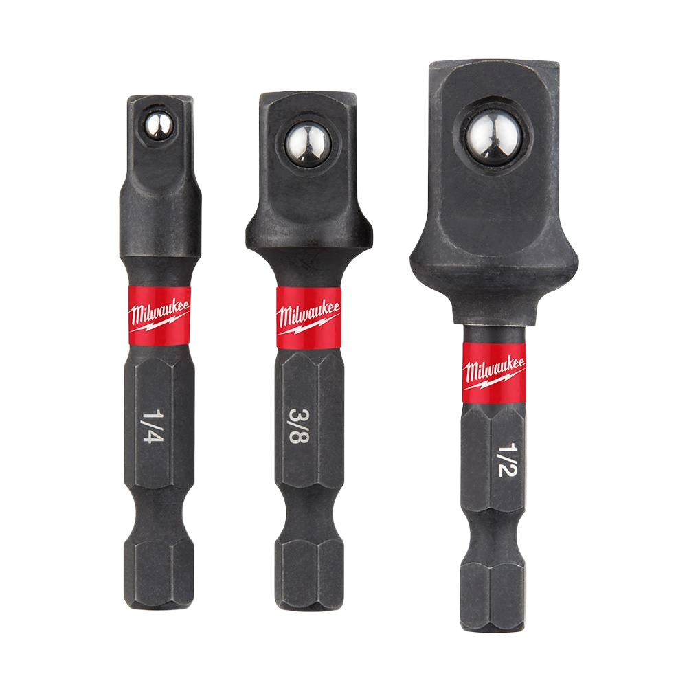 Set of three impact socket adapters with hex shanks in varying sizes for tool and woodworking accessories collections under $50