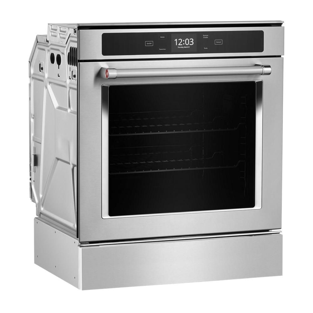 Stainless steel smart single wall oven with digital touchscreen and five-level rack support in KitchenAid Appliances collection