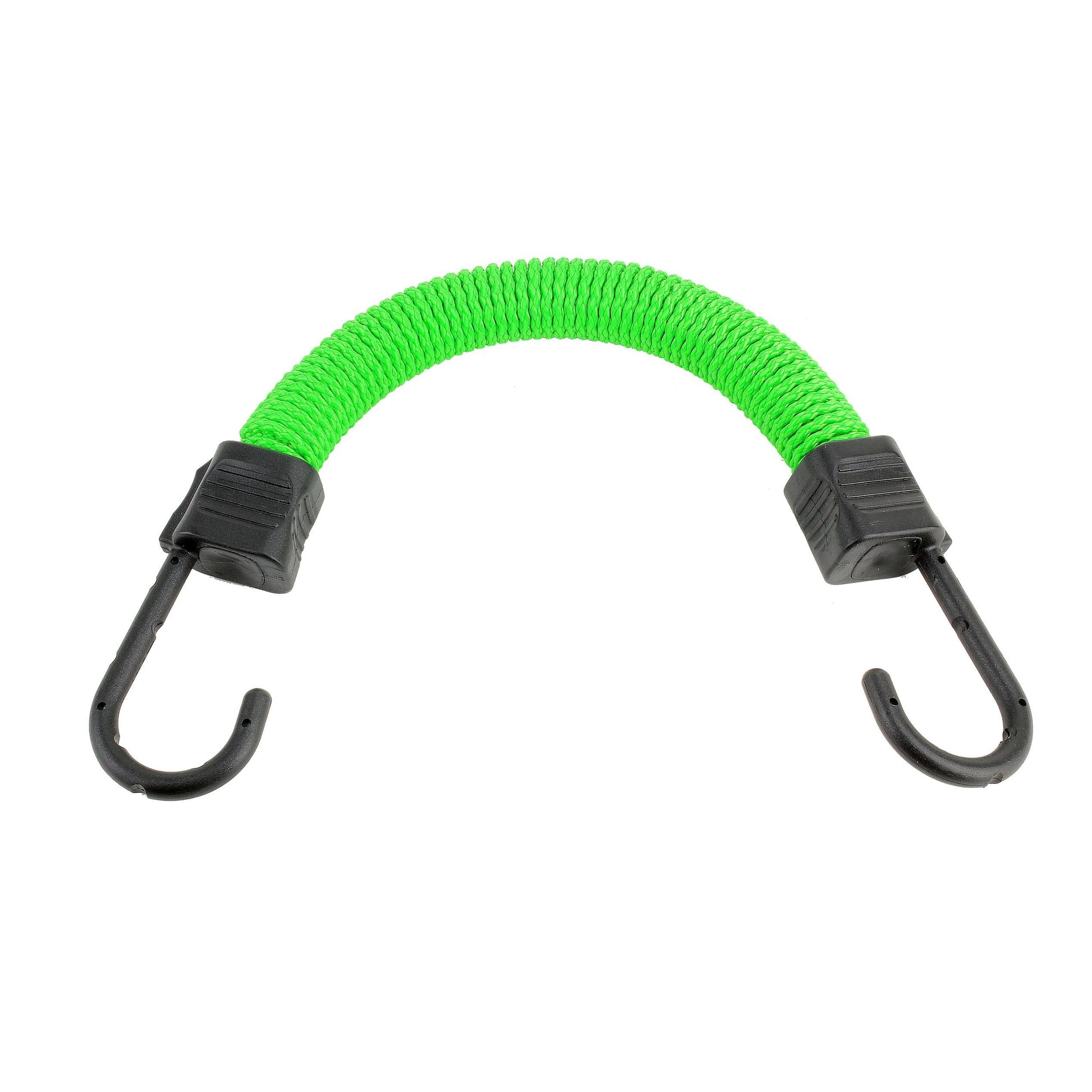 SuperBungee 6 in. Cord in green with black hooks, flexible tool for home improvement and securing items