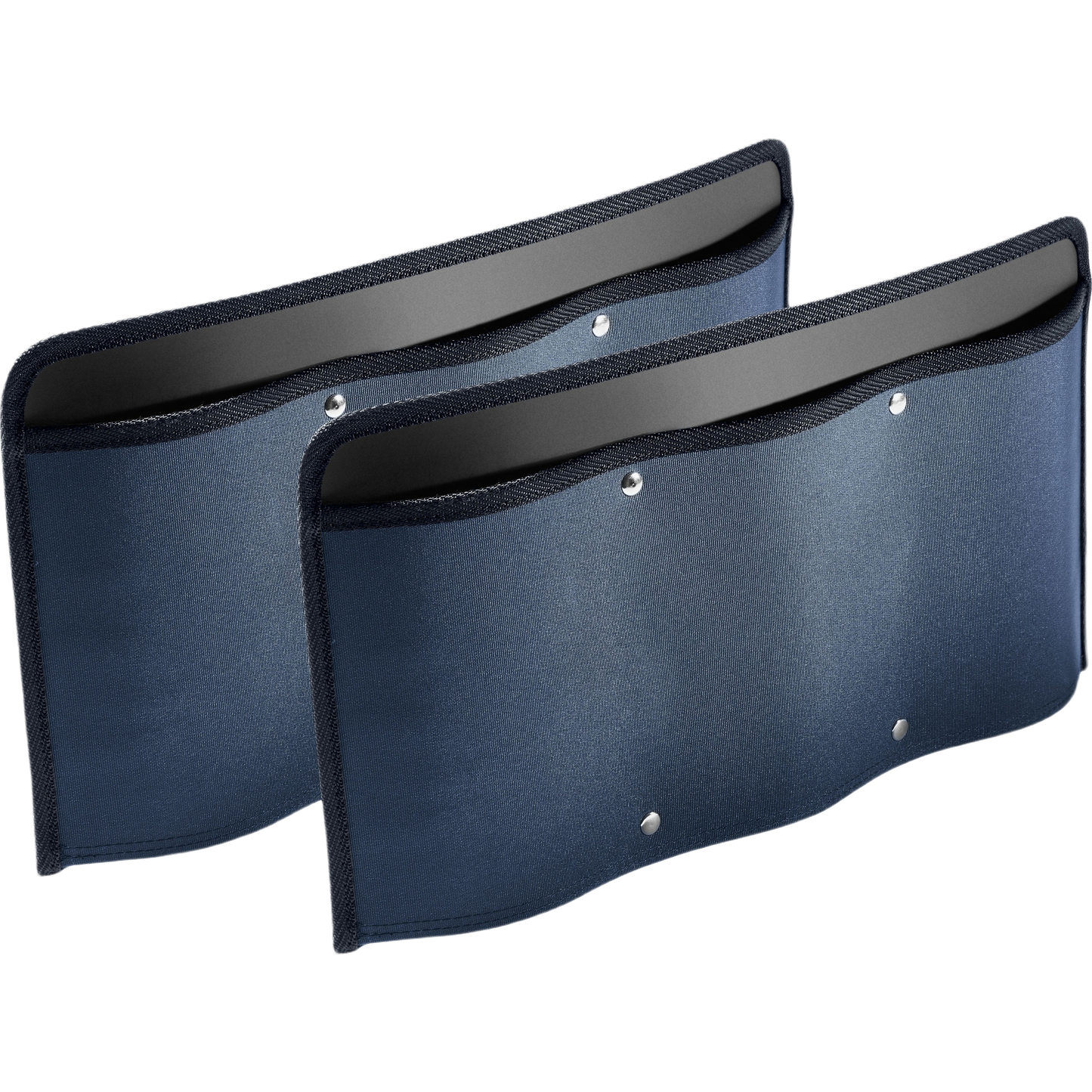 Pair of durable blue tool storage bags with multiple compartments for workshop organization and woodworking tools accessories