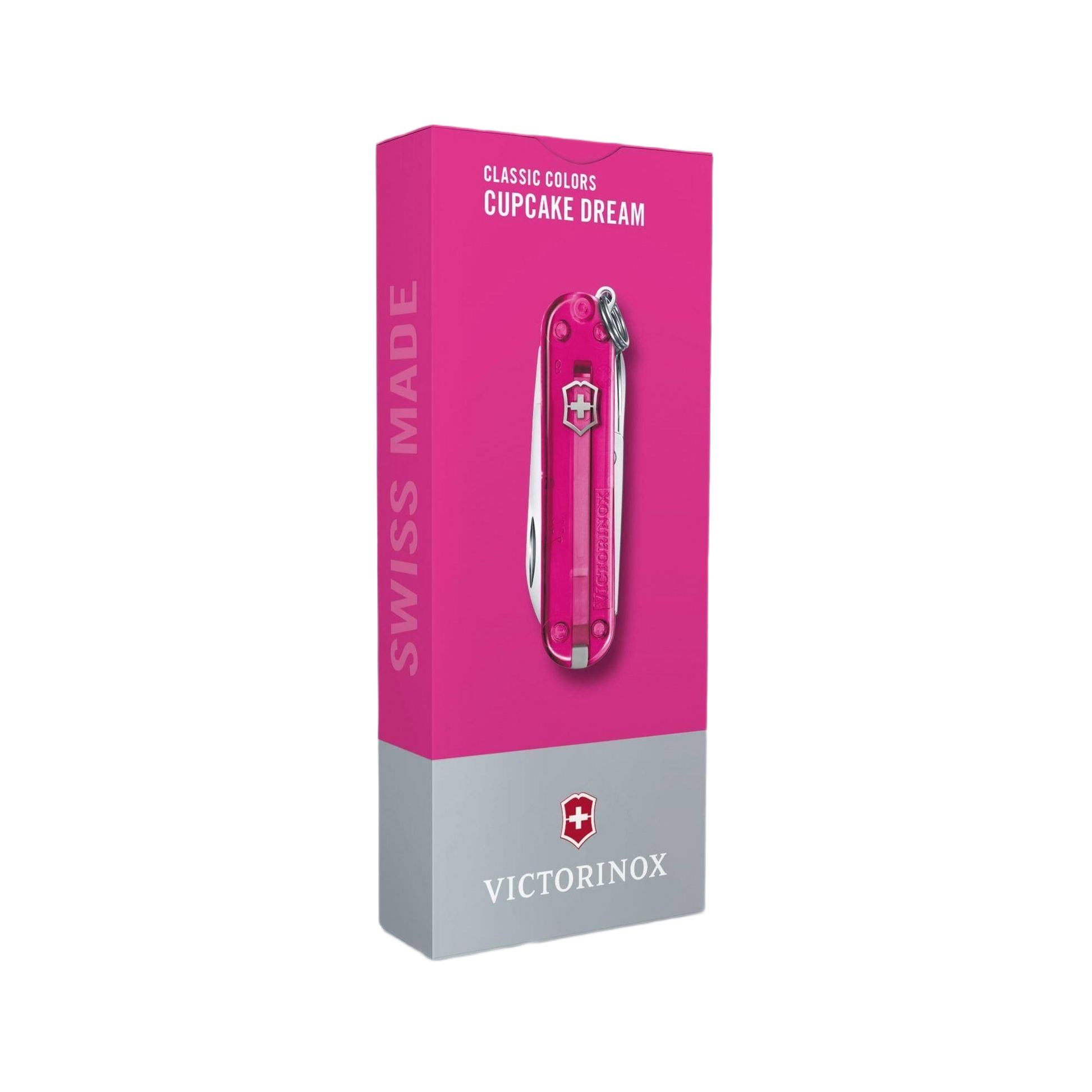 Pink transparent Victorinox Swiss Army Classic SD multi-tool pocket knife in packaging for cutting and woodworking tasks under $50 collection