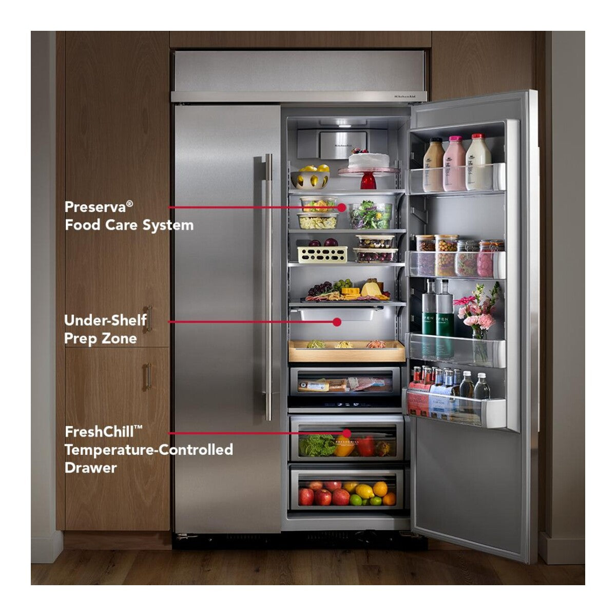 25.5 Cu. Ft. 42-Inch Built-In Side-by-Side Refrigerator with Signature Platinum Interior in PrintShield® Stainless Steel