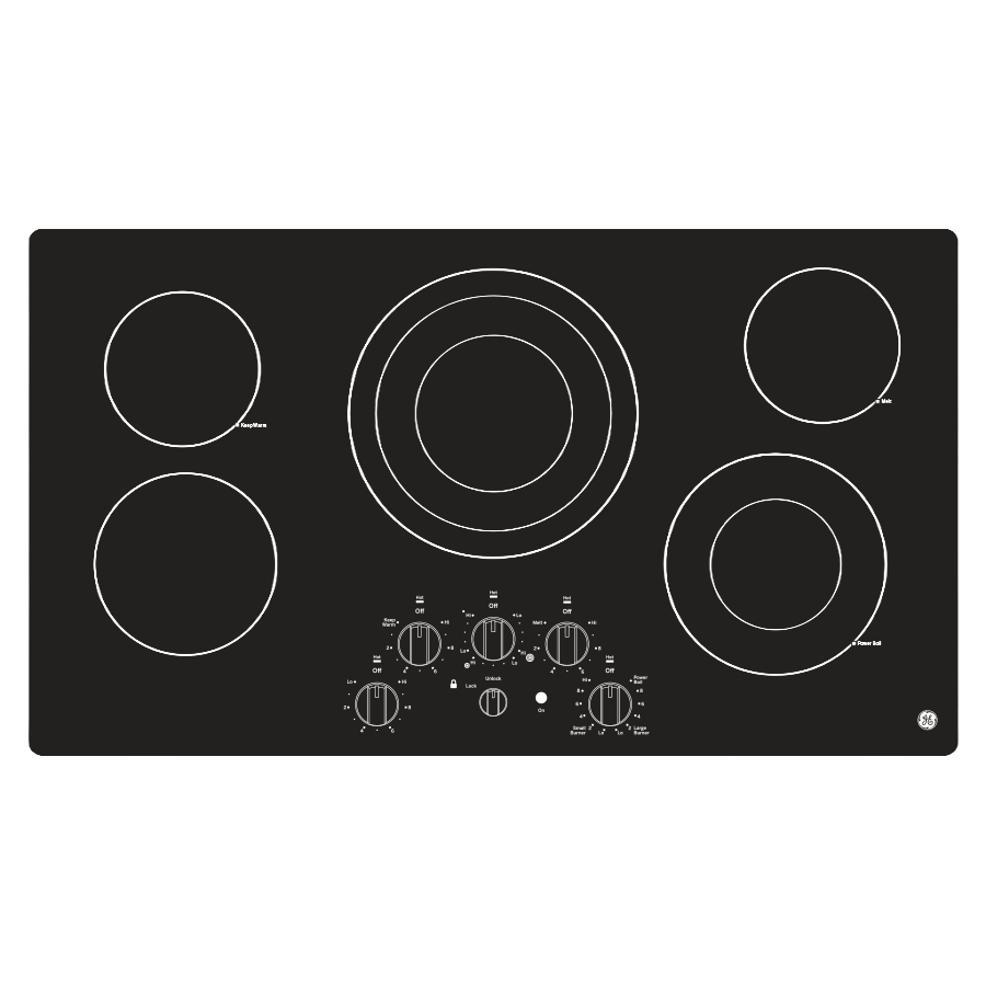 Black built-in electric cooktop with five burner coils and knob controls, part of Cooktops, Electric Cooktops, Kitchen & Kitchenware, and Appliances collections.