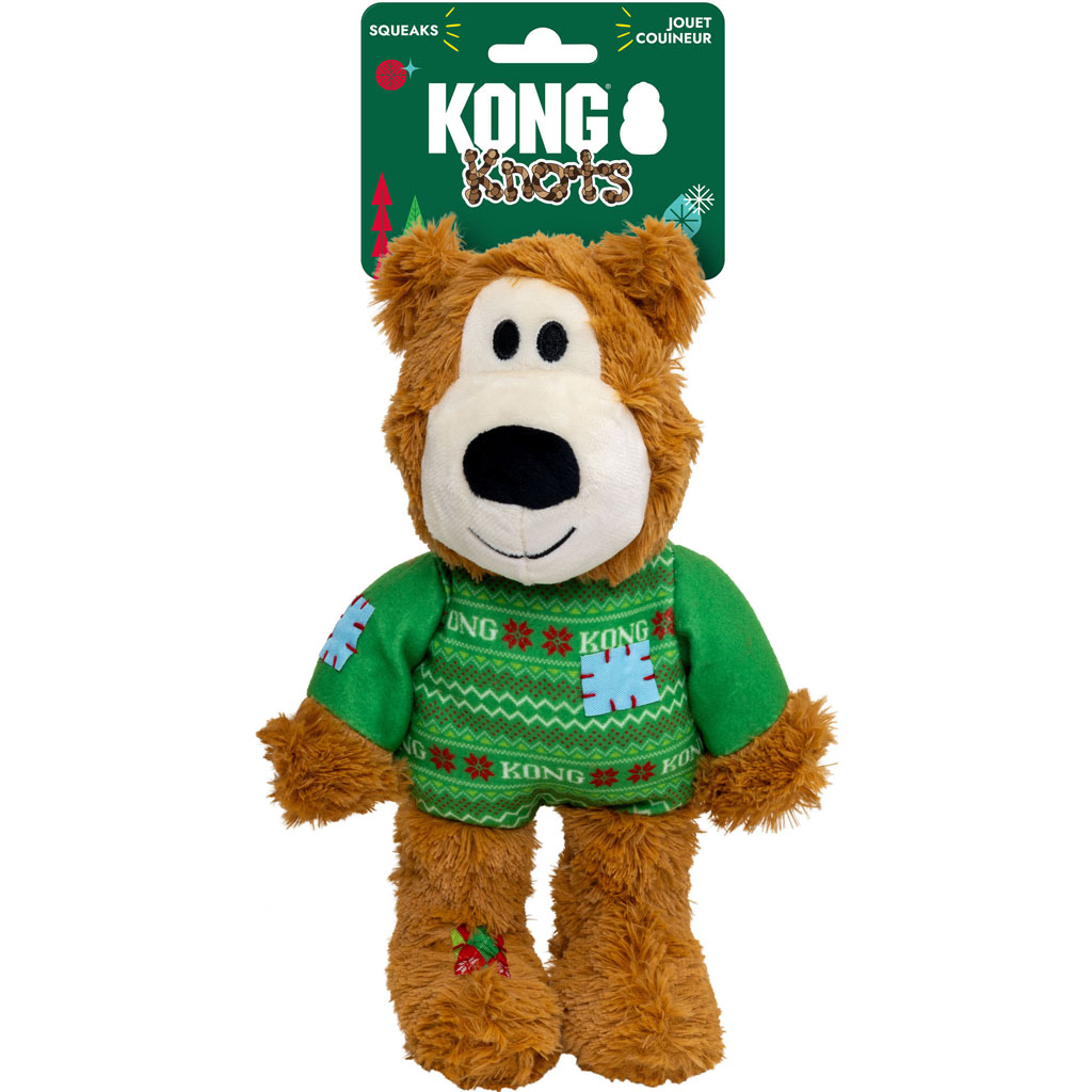 KONG Medium/Large Wild Knots Sweater Bear Christmas Dog Toy