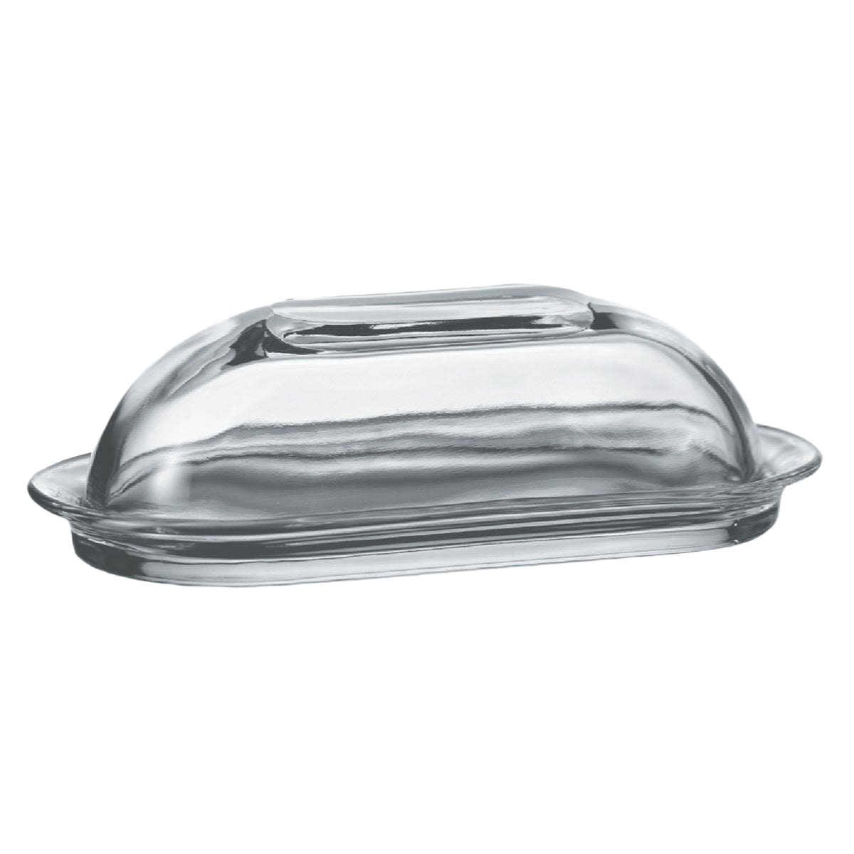 Clear glass butter dish with cover made from crystal, designed for kitchenware and dining use under $50 category