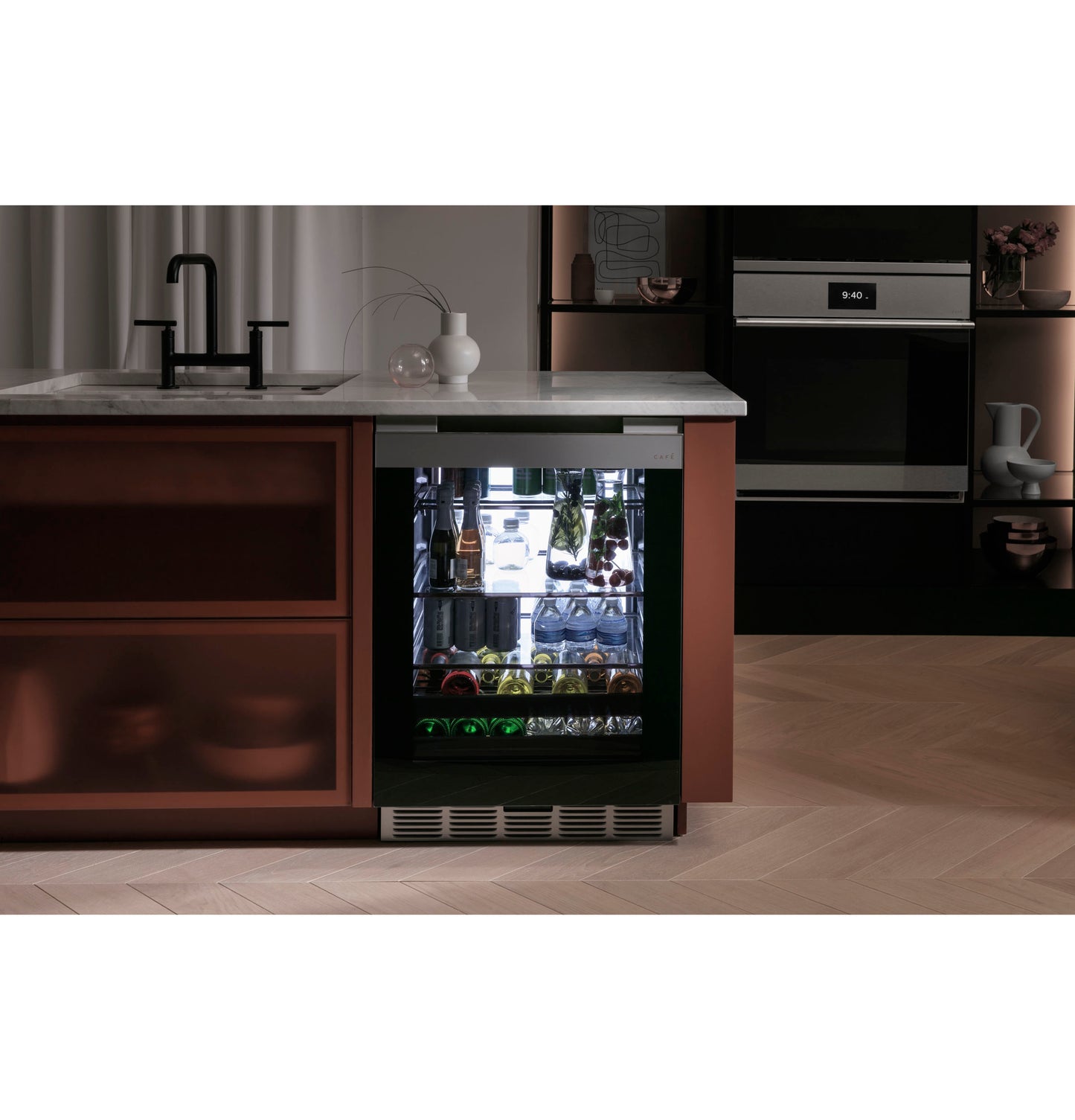 CAFÉ™ ENERGY STAR® 126-Can or 14-Bottle Beverage Center in Platinum Glass