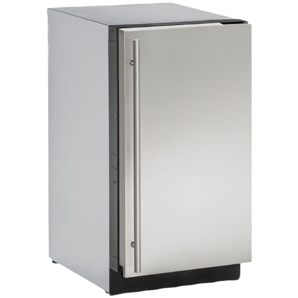 Stainless steel clear ice machine with pump and reversible hinge, for refrigerators and kitchen appliances collection