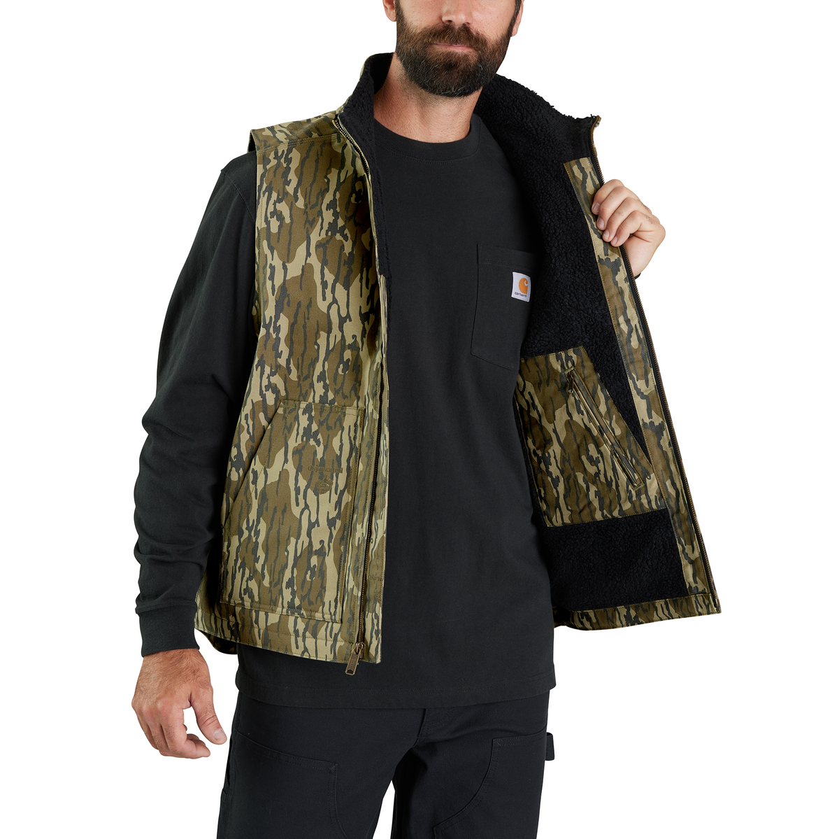 Carhartt Rugged Flex™ Duck Camo Mock-Neck Vest - Mossy Oak Bottomland Camo, Large