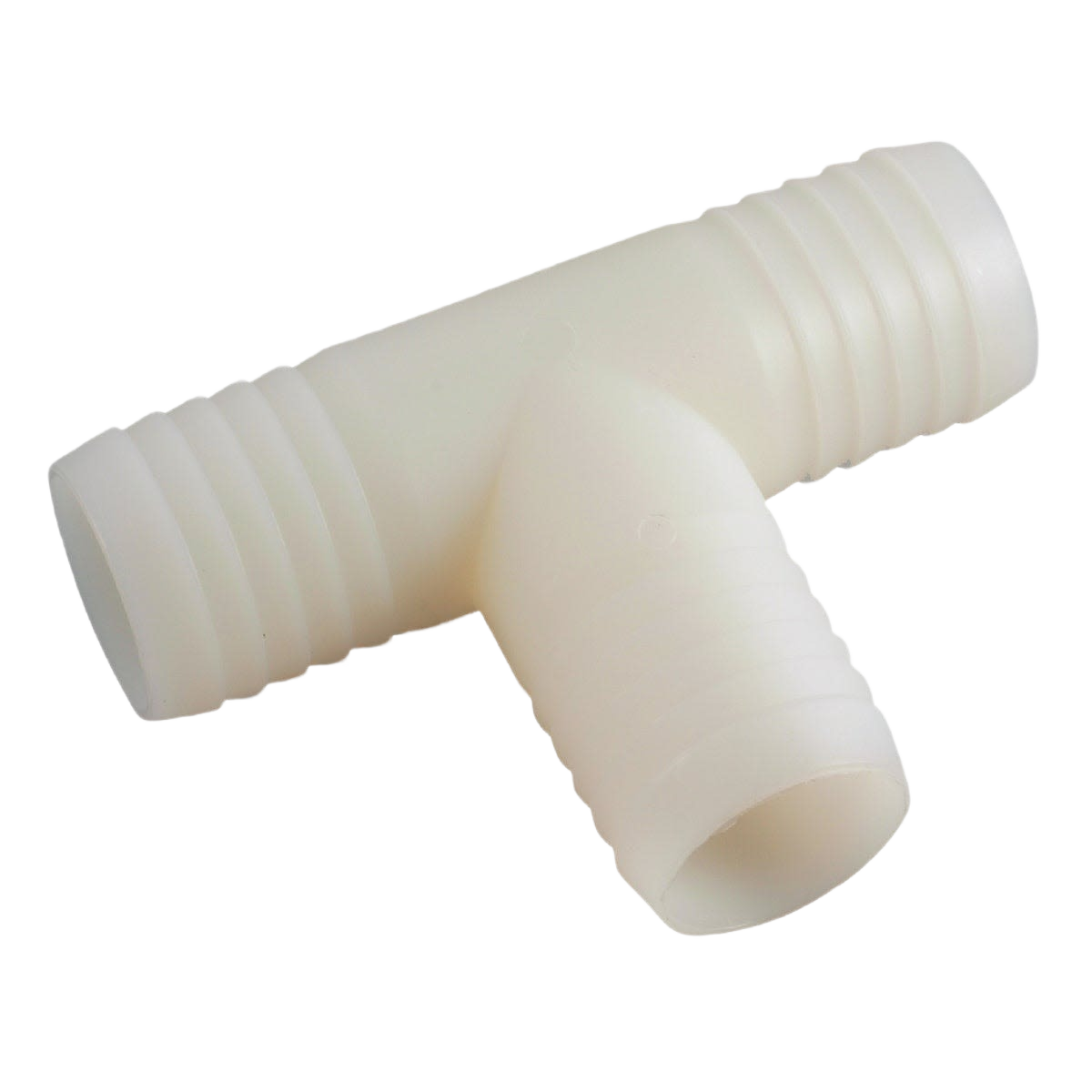 White nylon barb tee fitting for plumbing hose connections in Pipes & Fittings and Under $50 collections