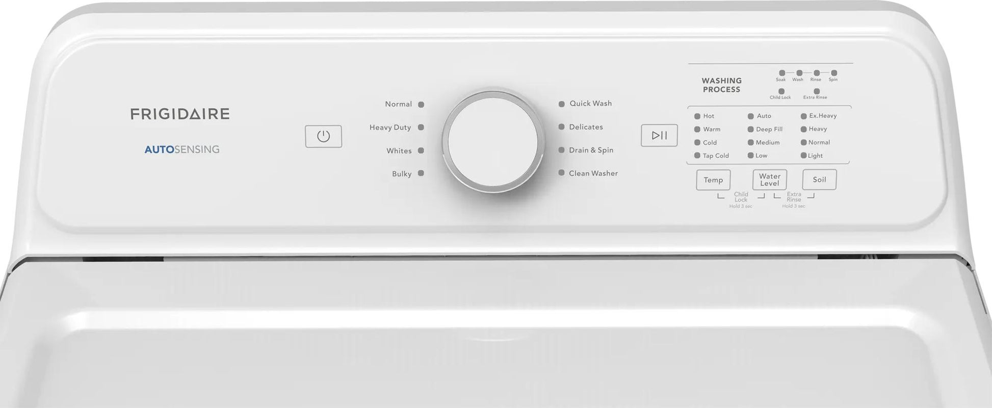 white top load washer control panel with multiple wash cycle options in washers and dryers collection