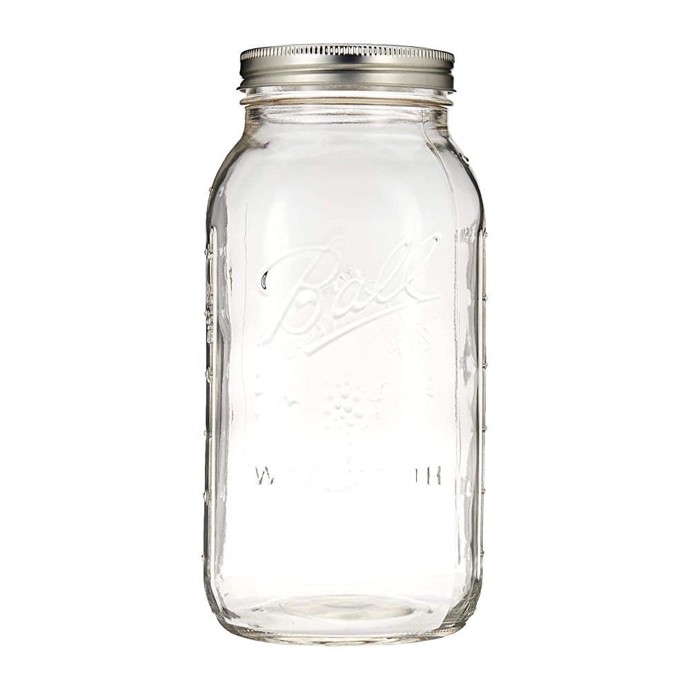 Clear wide mouth glass canning jar with metal lid in kitchenware and Home & Kitchen collections