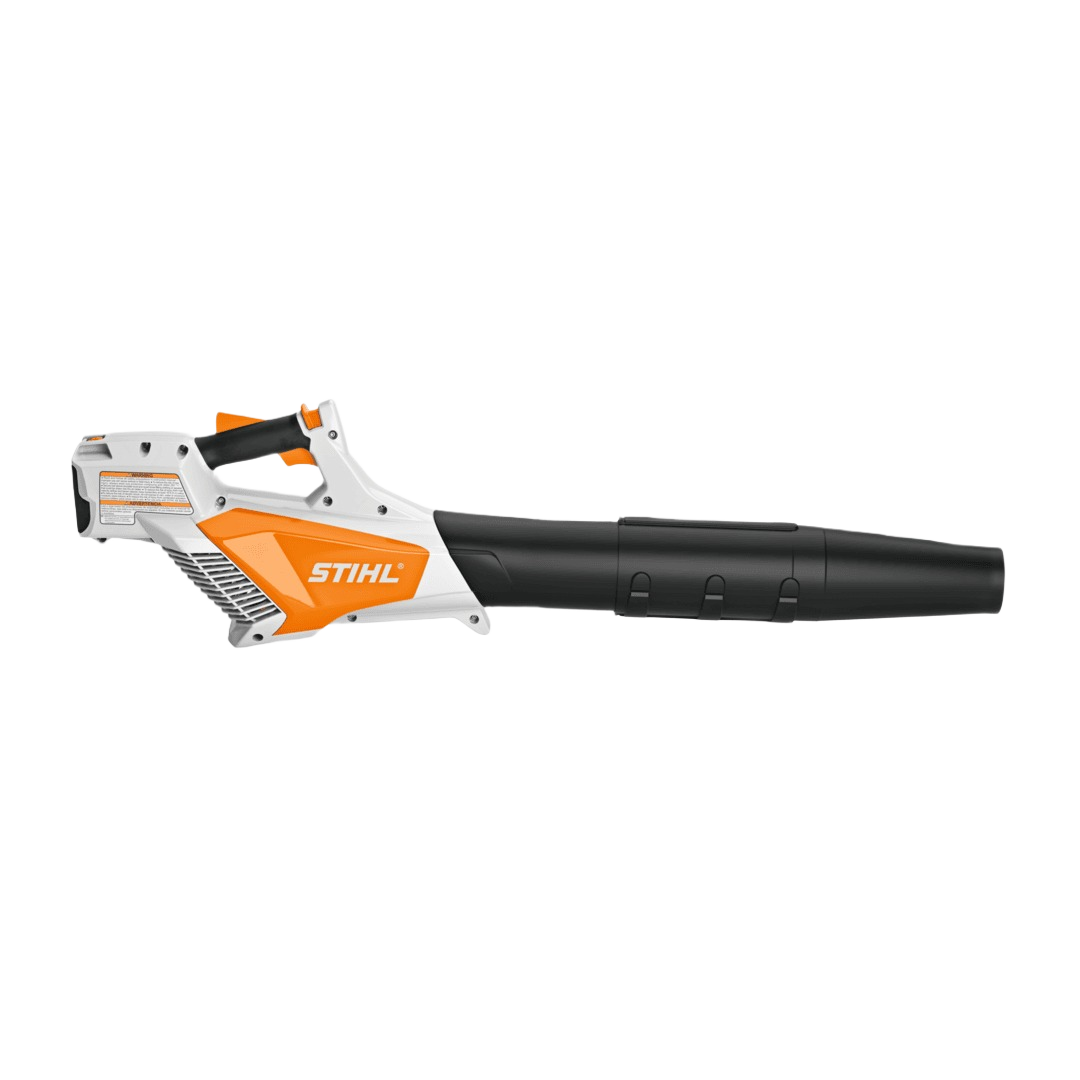 Compact handheld blower in white and orange for outdoor cleaning tasks in tools and home improvement projects
