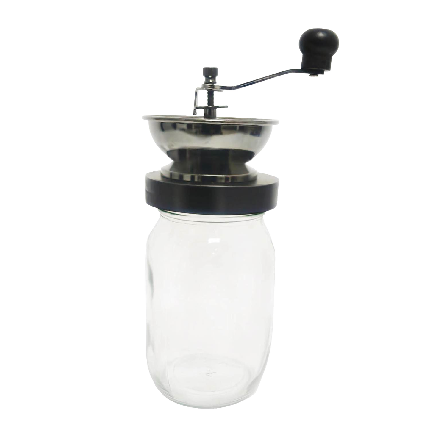 Manual coffee grinder with metal crank and clear glass jar for kitchen gadgets and small appliances collections under $50