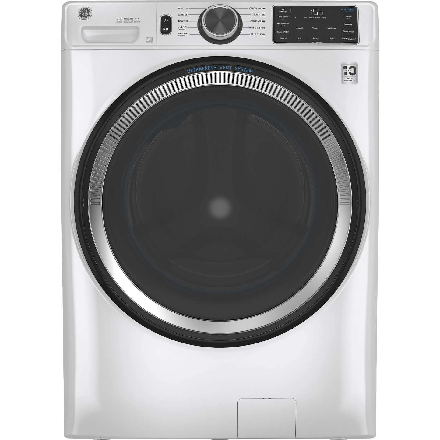 GE® ENERGY STAR 4.8 cu. ft. Capacity Smart Front Load ® Washer with UltraFresh Vent System with OdorBlock™ and Sanitize w/Oxi