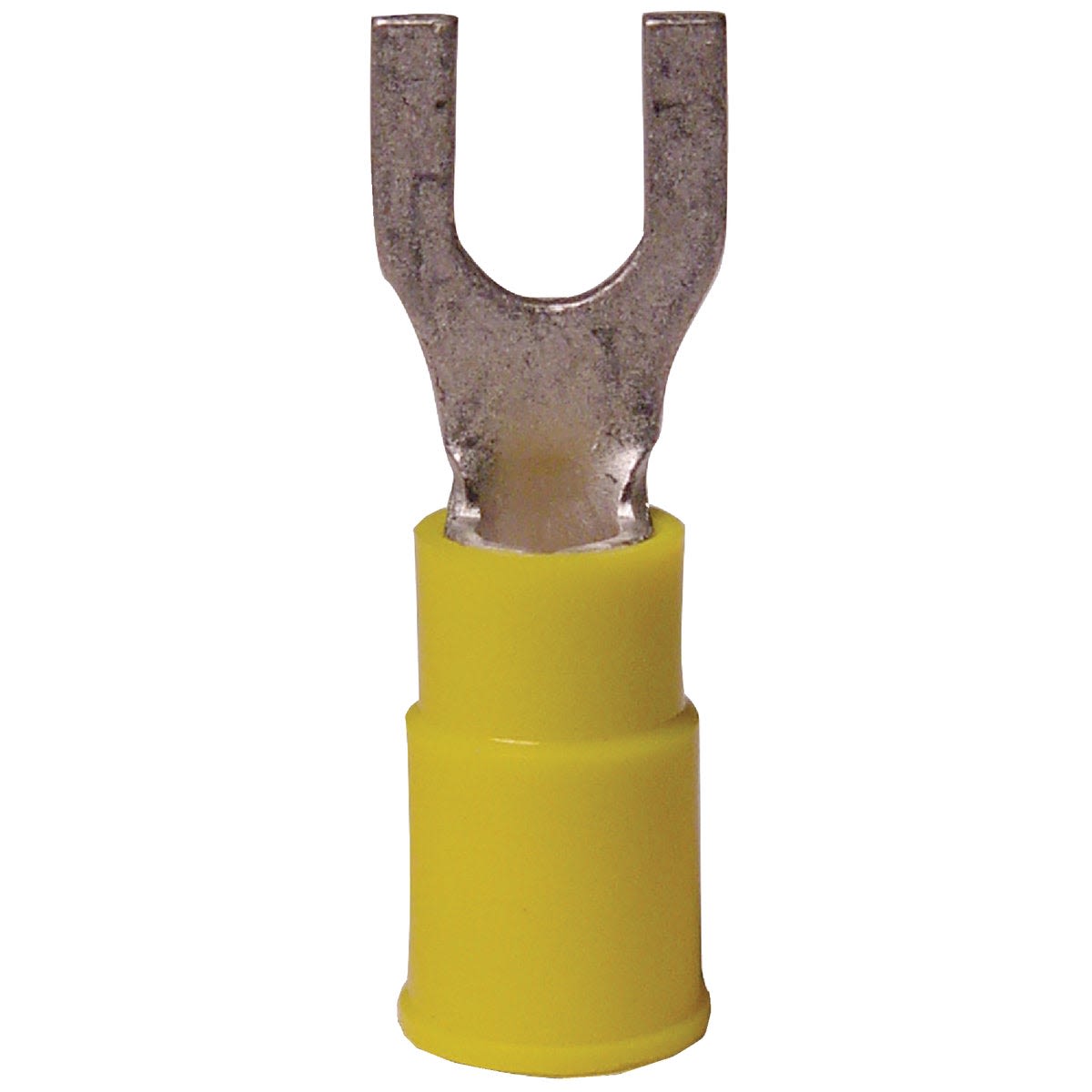 Yellow insulated spade terminal connector for secure electrical wiring in home improvement and electrical projects under $50