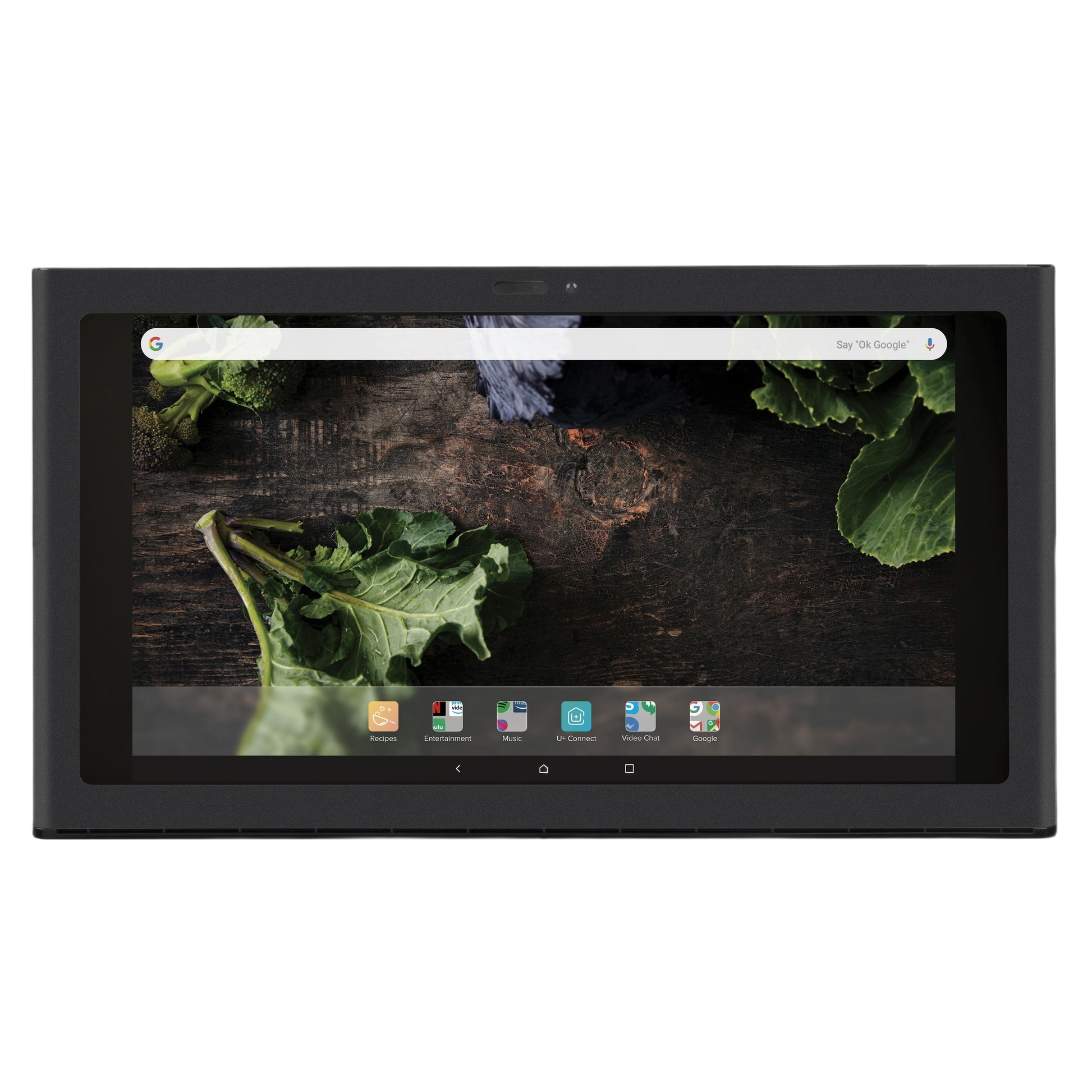 Smart kitchen display with touchscreen showing fresh greens and app icons in Kitchen & Kitchenware collections