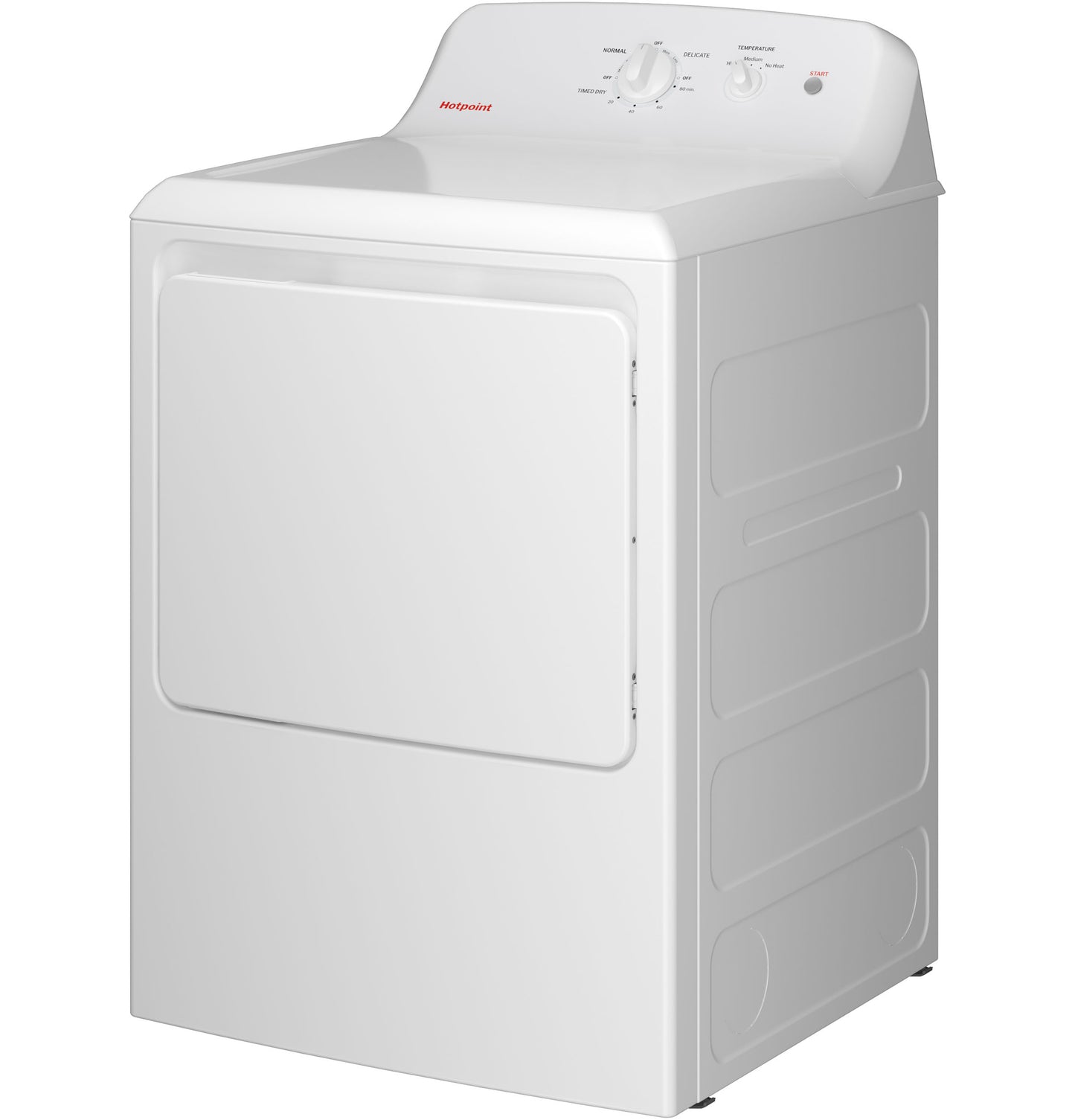 White gas dryer with mechanical dial controls and shallow depth design from Dryers and Gas Dryers collections