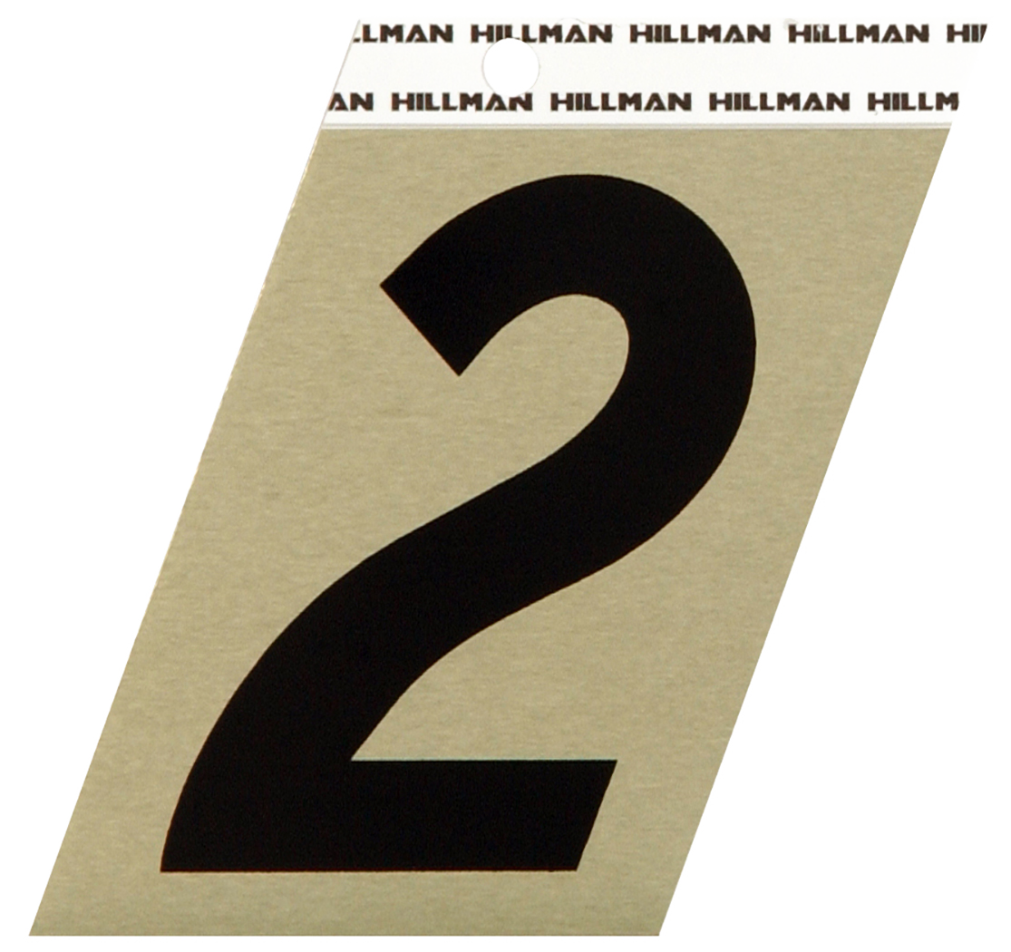 Hillman Adhesive Angle-Cut House Number 2 Black and Gold, 2-Pack