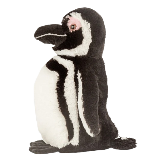 12-inch plush penguin toy with soft black and white fabric and detailed facial features for gifting or decoration