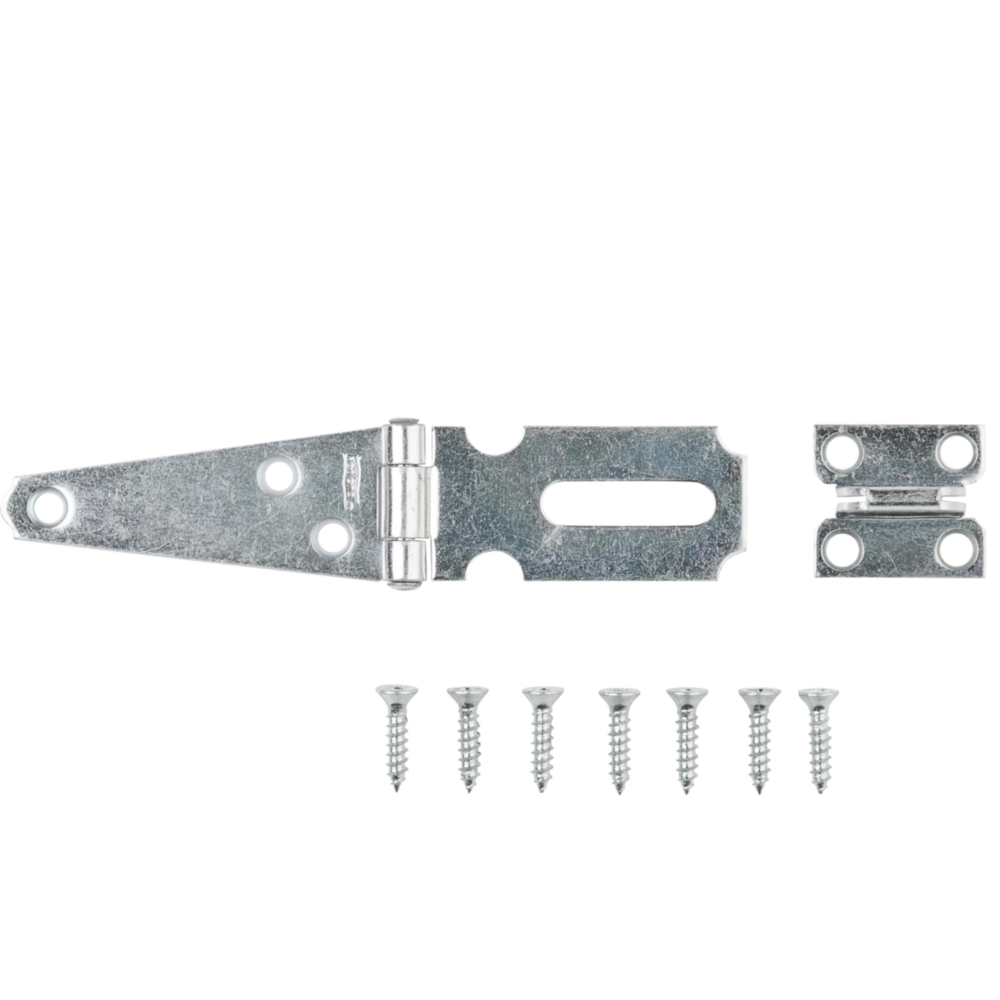 Galvanized steel hinge hasp with mounting screws for door and gate hardware in home improvement under $50 collection