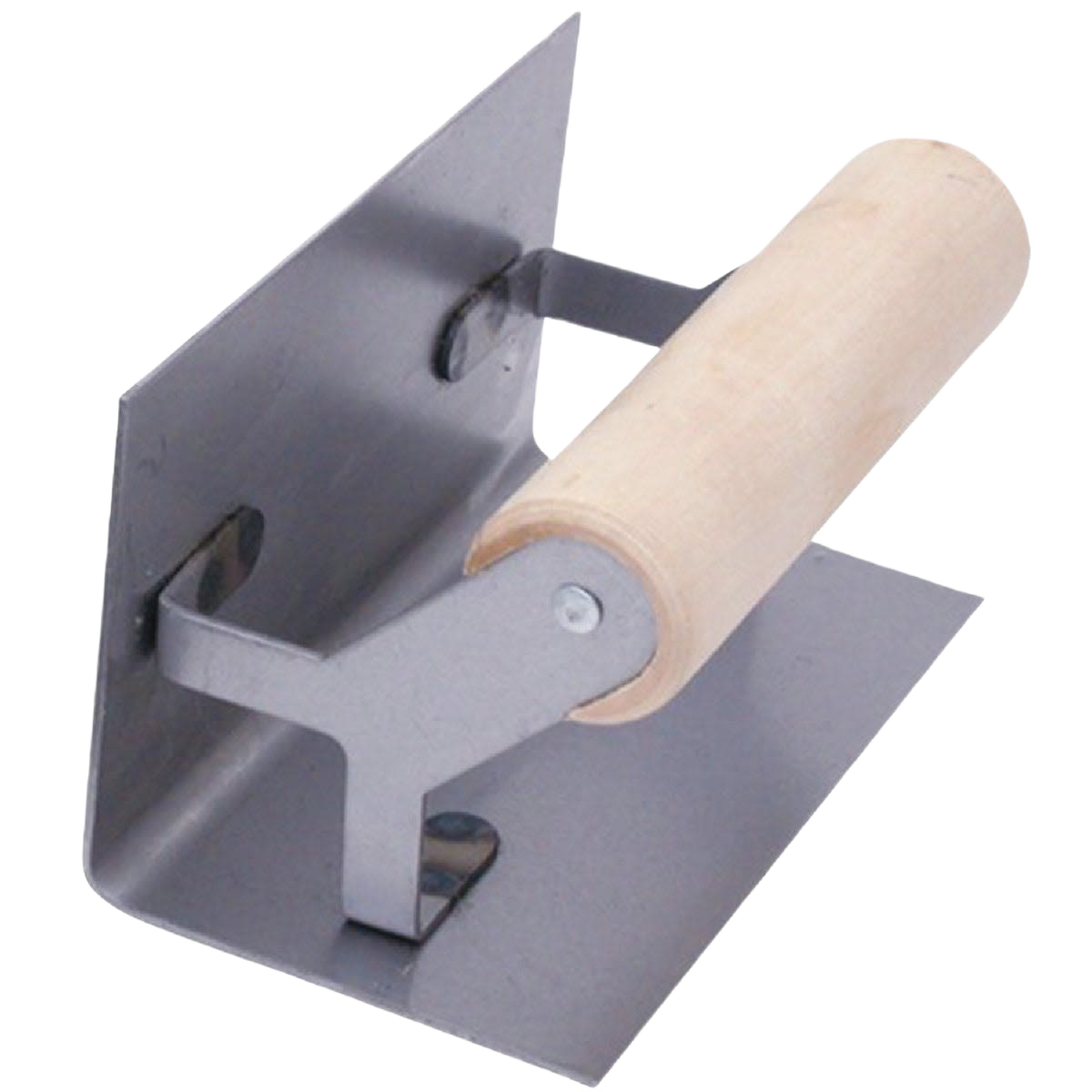 Durable corner tool with wooden handle and steel blade for finishing inside corners in home improvement projects