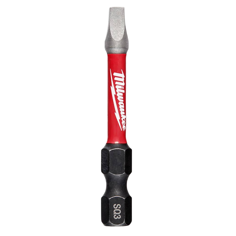 Durable red and black Milwaukee 2-inch SQ3 square bit with Wear Guard Tip for power tool accessories and drill bits collection