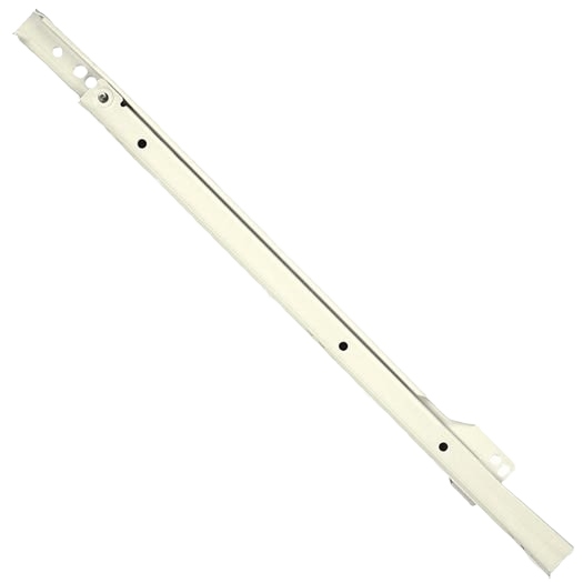 Epoxy-coated metal drawer slide rail for side or bottom mounting in cabinet and furniture hardware collections