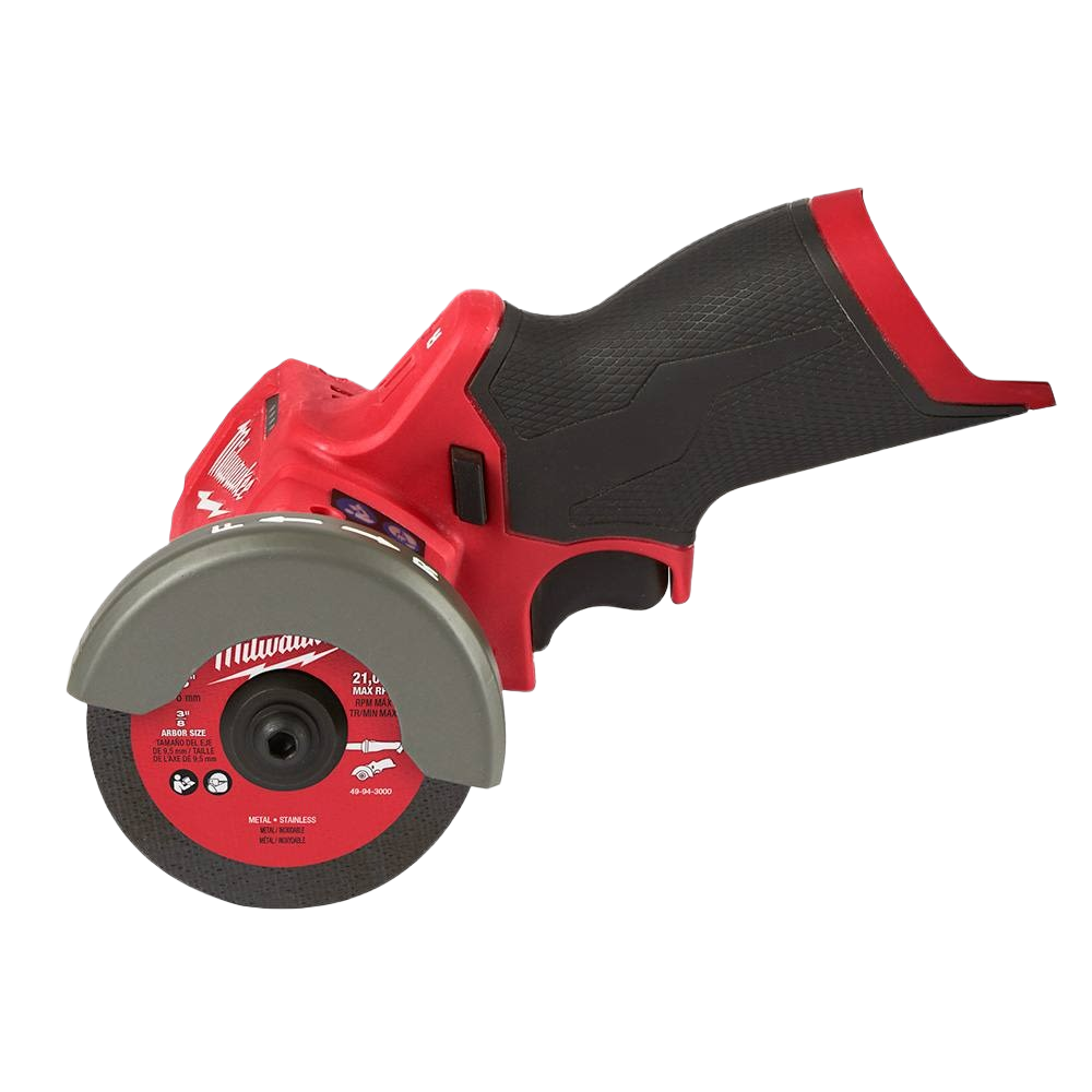 Red and black compact cordless cut off tool with textured grip designed for precise home improvement tasks