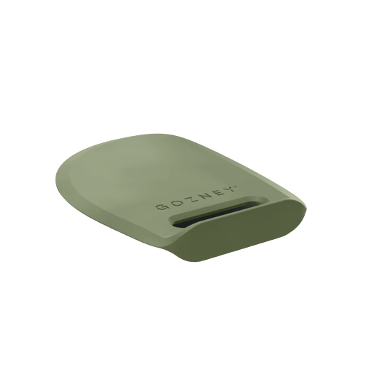 Olive green dough scraper with ergonomic handle and smooth edge for easy food preparation tasks