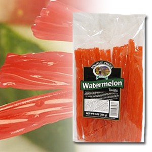 Clear bag of chewy watermelon twists candy from the Chocolates & Candies collection under $50 category