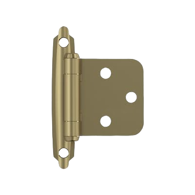 Golden champagne finish cabinet hinge with self-closing feature for home improvement and cabinetry projects