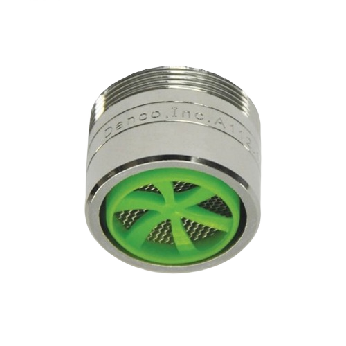 Compact dual thread faucet aerator with green insert for water saving in plumbing and faucet repair parts collection under $50