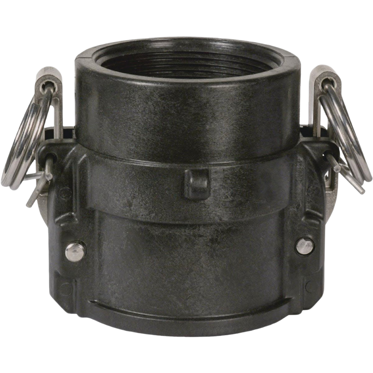 Black polypropylene female hose coupler with locking rings for secure connections in tool accessories and power tool accessories collections