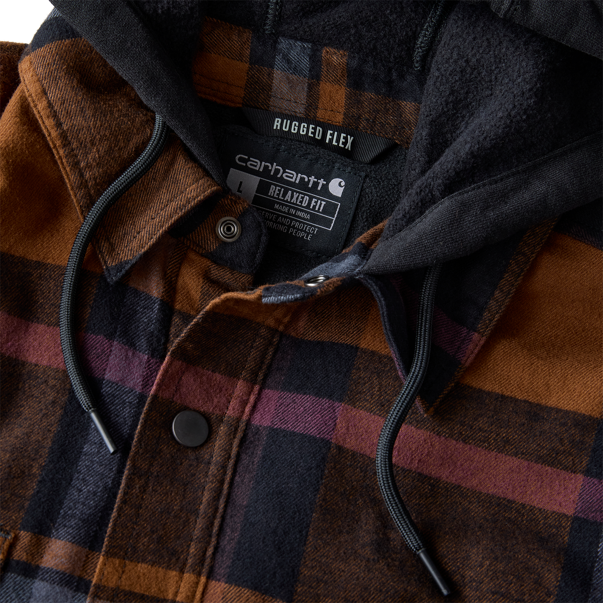 Carhartt Hamilton Relaxed Plaid Shirt Jac - Black, Tall Large