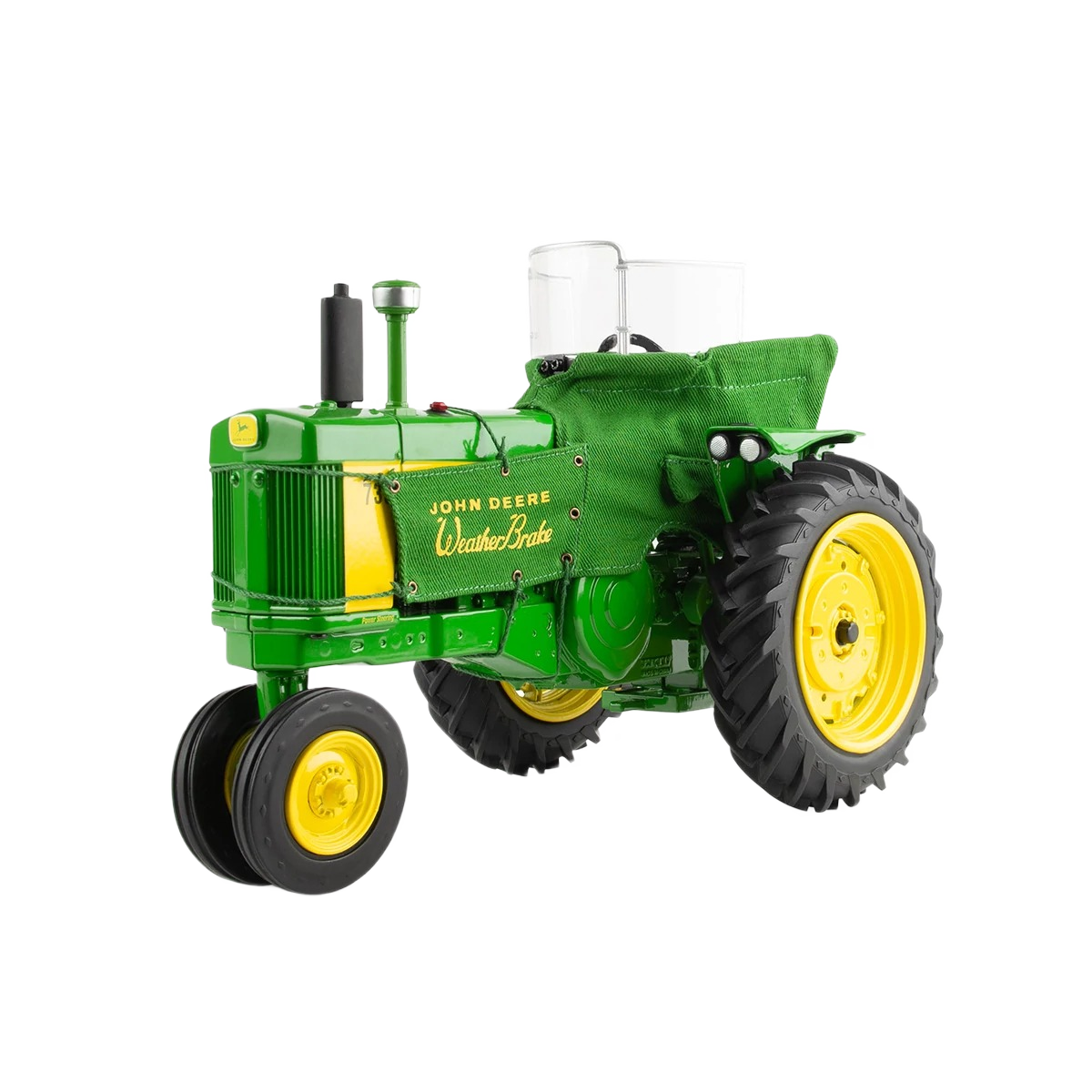 Green and yellow 1:16 scale John Deere tractor toy with fabric heat houser from Vehicles & Remote Controlled Toys collection