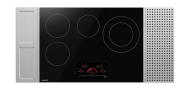 Black glass electric cooktop with four heating zones and digital touch controls from Electric Cooktops at Hartville Hardware