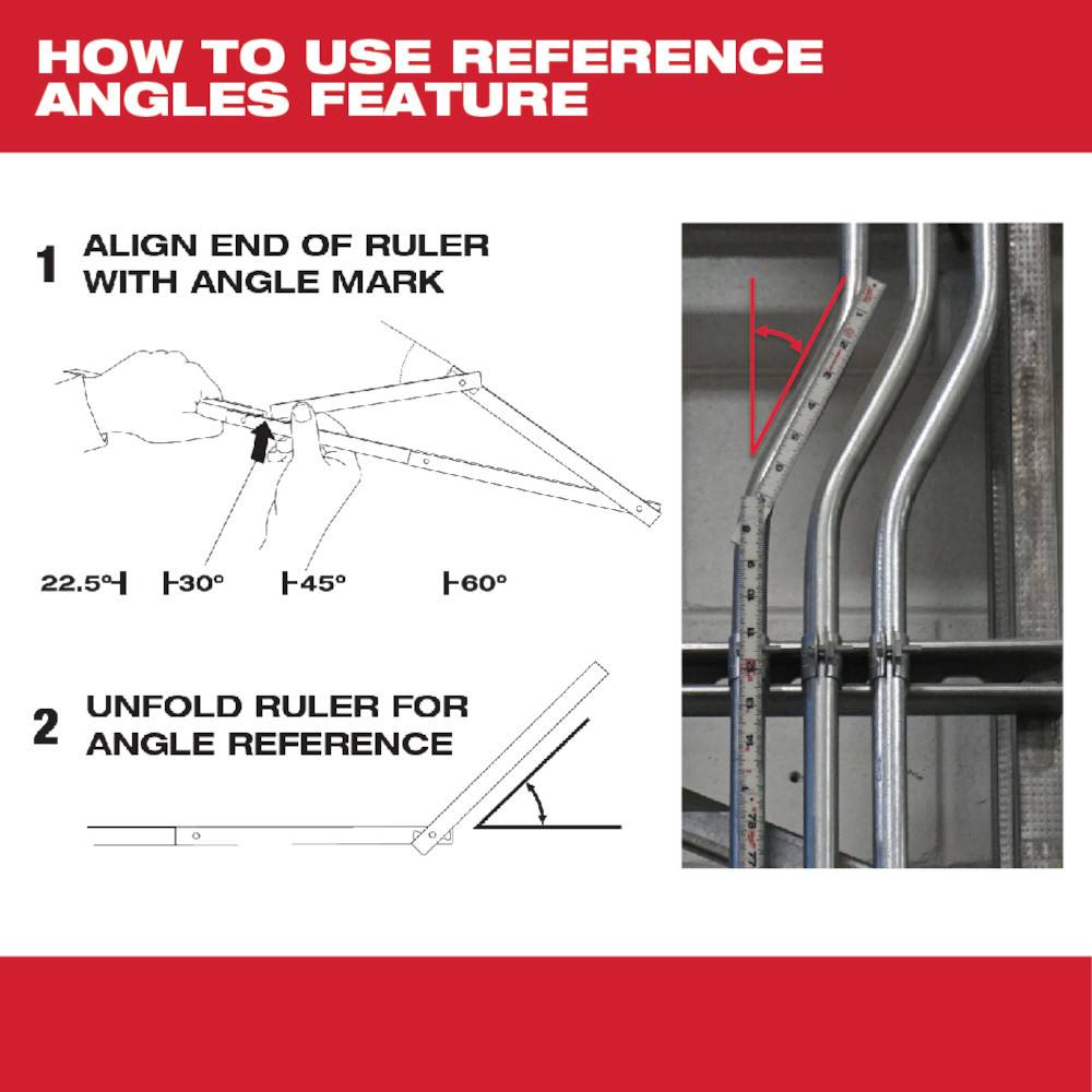 Instructions showing how to use a folding rule to measure common reference angles in woodworking and measuring tools collections