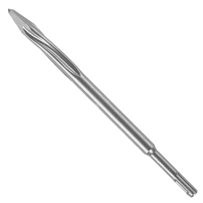 Twist-shaped SDS-plus chisel bit with star-point tip for wider material removal in Bosch power tool accessories collection