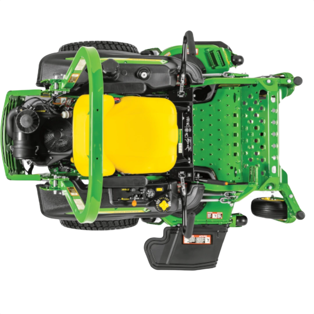 Green and yellow zero-turn mower with 60-inch deck and ergonomic controls for tools and home improvement tasks