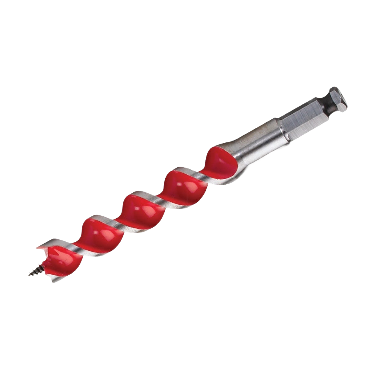 Red and silver wood drill bit with spiral design for woodworking in Tool Accessories and Power Tool Accessories collections