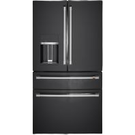 Matte black 4-door French-door refrigerator with water dispenser and separate freezer drawers from Refrigerators collection