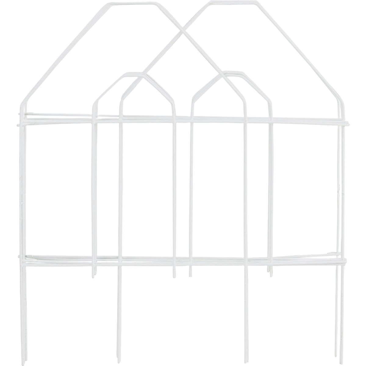 White galvanized wire folding garden fence panel with decorative arch design for landscaping and home improvement use