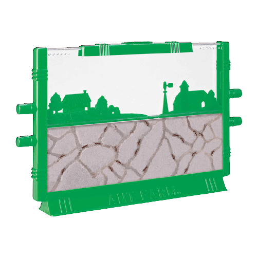 Green plastic ant habitat with clear front and farm-themed silhouette for toys and games collection under $50