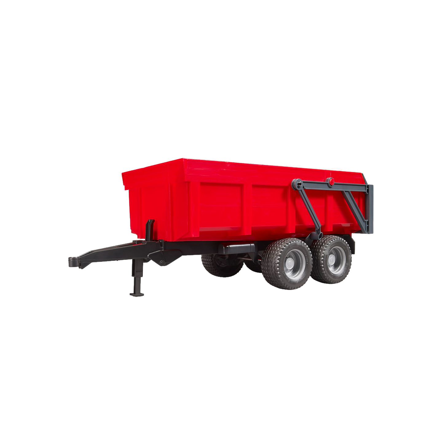 Red tipping trailer toy with fold-out support leg and dual wheels in Vehicles & Remote Controlled Toys collection