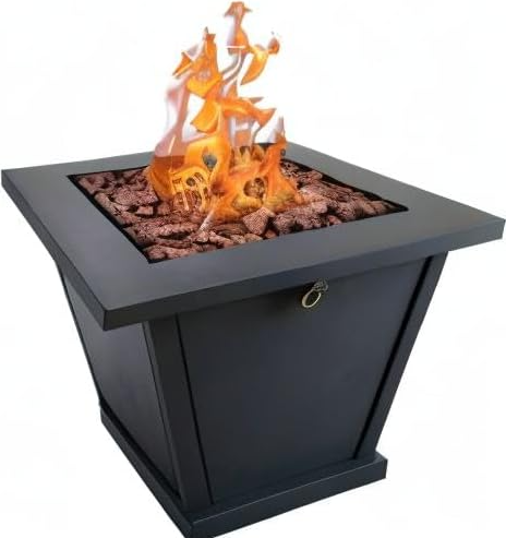 Bond Olivera Square Steel Gas Fire Pit, 28"